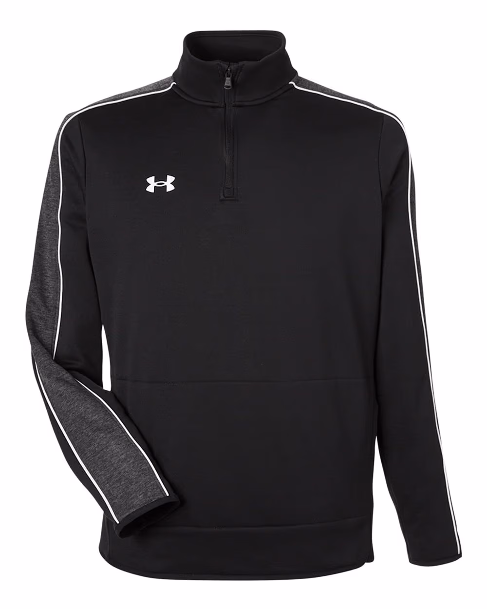 Custom Under Armour Men's Command 2.0 Quarter-Zip Pullover - Black/ White flat front