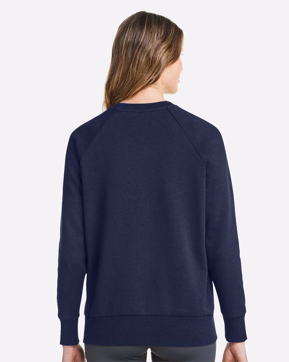 Custom Under Armour Women's Rival Fleece Crewneck Sweatshirt - Midnight Navy/ White back