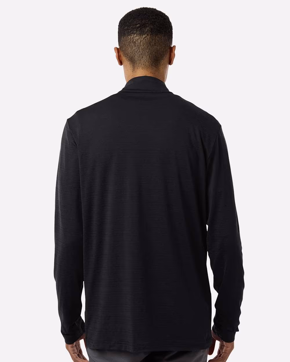 Custom Adidas Men's Textured Stripe Quarter-Zip Pullover - Black back