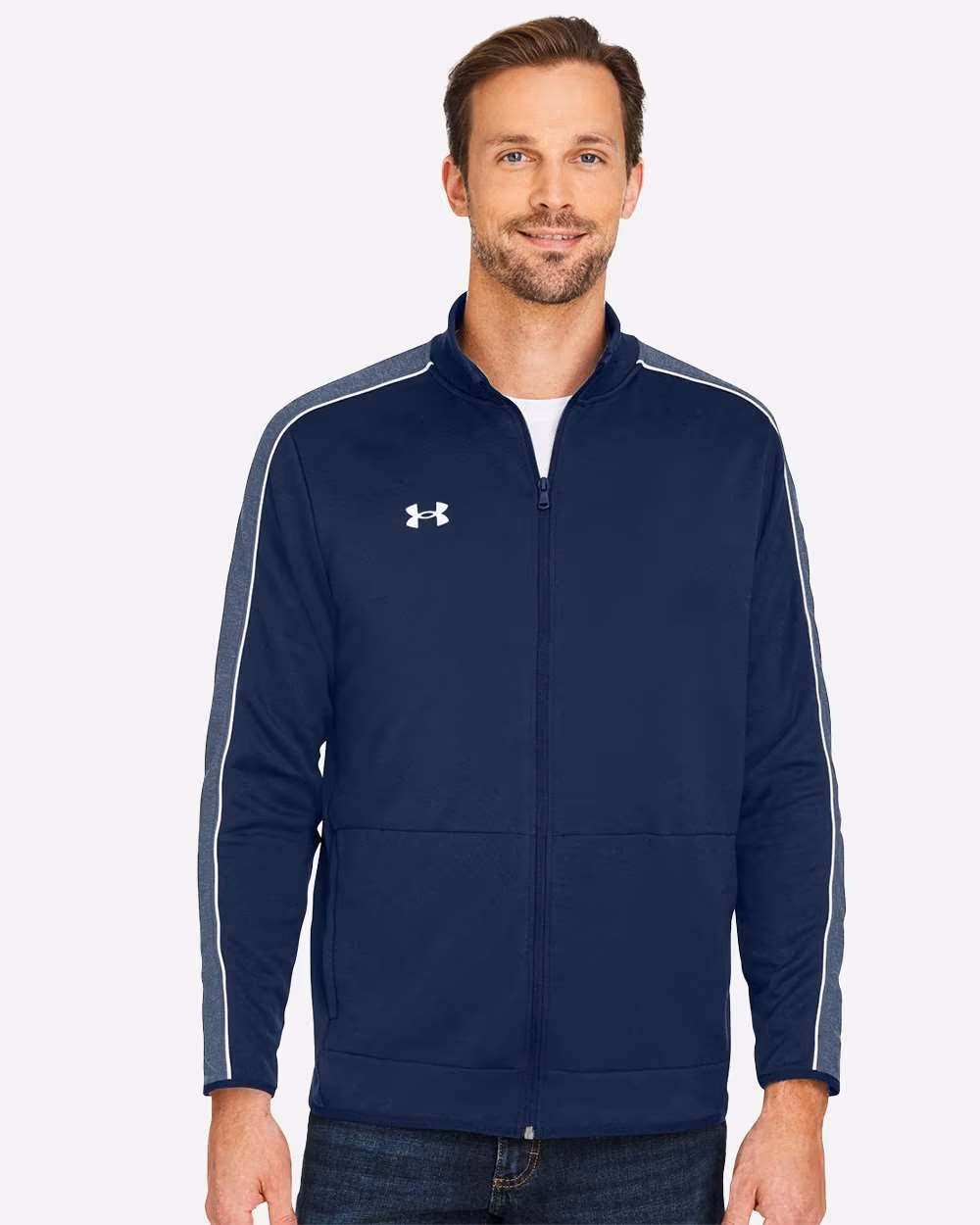 Custom Under Armour Men's Command Full-Zip 2.0 Jacket - Midnight Navy/ White front