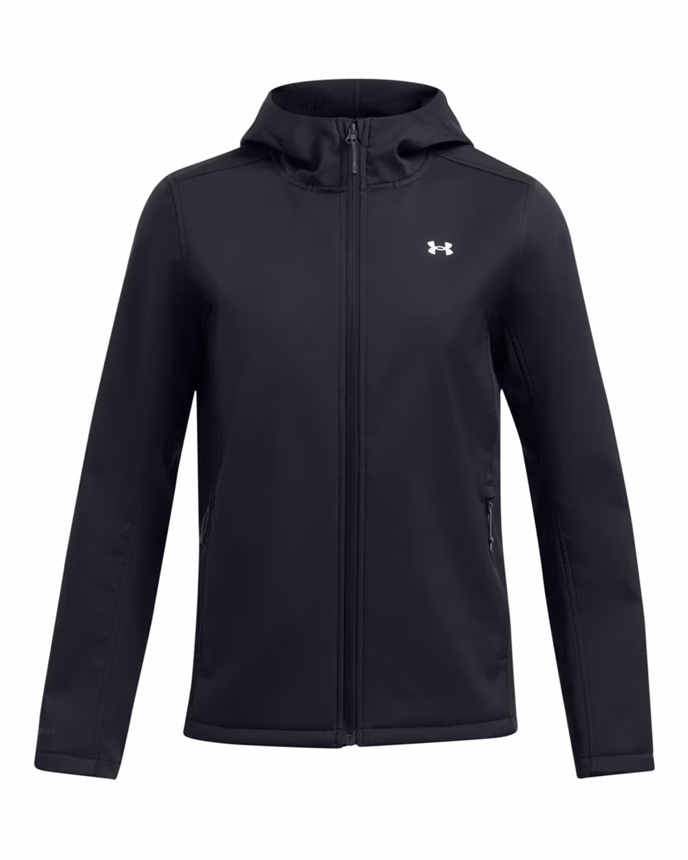 Custom Under Armour Women's ColdGear® Infared Shield 2.0 Hooded Jacket - Black/ White flat front