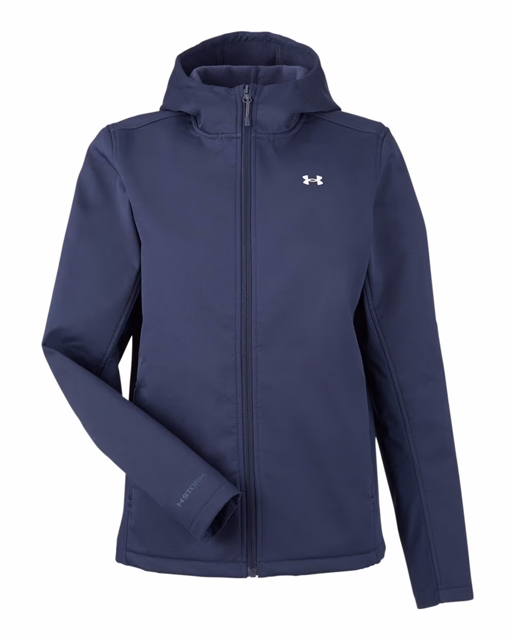 Custom Under Armour Women's ColdGear® Infared Shield 2.0 Hooded Jacket - Midnight Navy/ White flat front