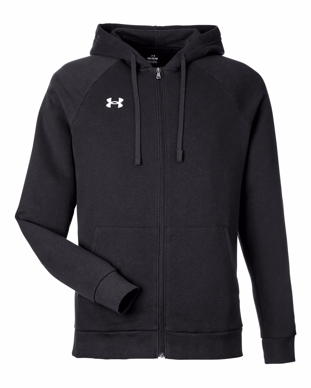 Custom Under Armour Men's Rival Fleece Full-Zip - Black/ White flat front