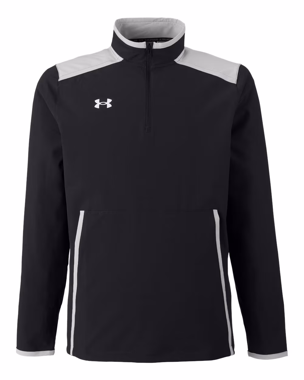 Custom Under Armour Men's Motivate 3.0 Quarter-Zip Pullover - Black/ Mod Grey/ White flat front