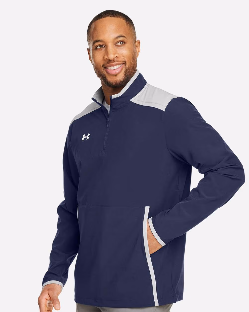 Custom Under Armour Men's Motivate 3.0 Quarter-Zip Pullover - Midnight Navy/ White side