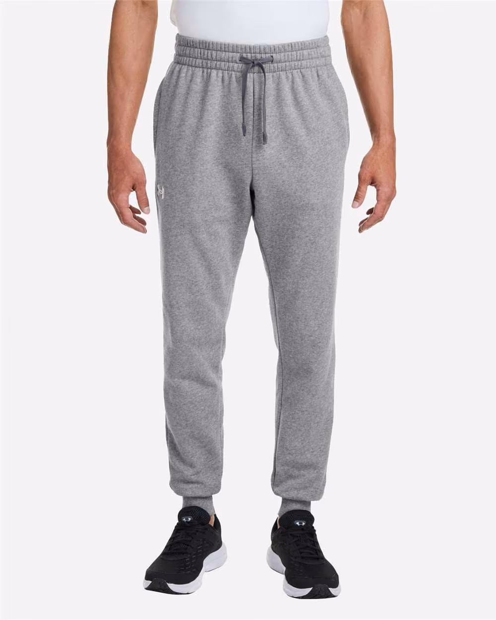 Custom Under Armour Unisex Rival Fleece Joggers - CS Grey Light Heather/ White front