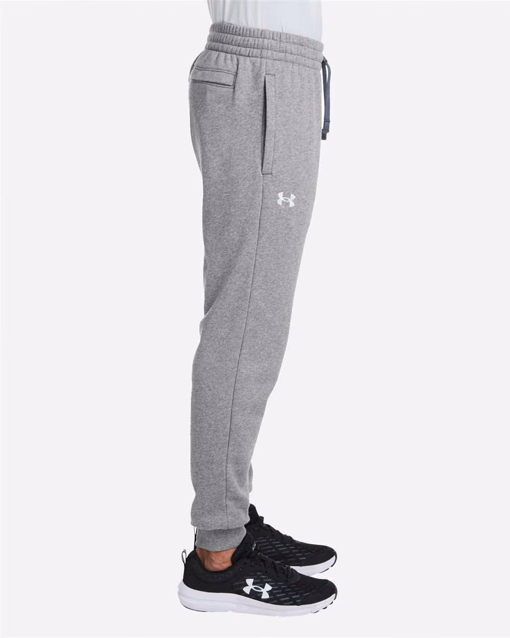 Custom Under Armour Unisex Rival Fleece Joggers - CS Grey Light Heather/ White side