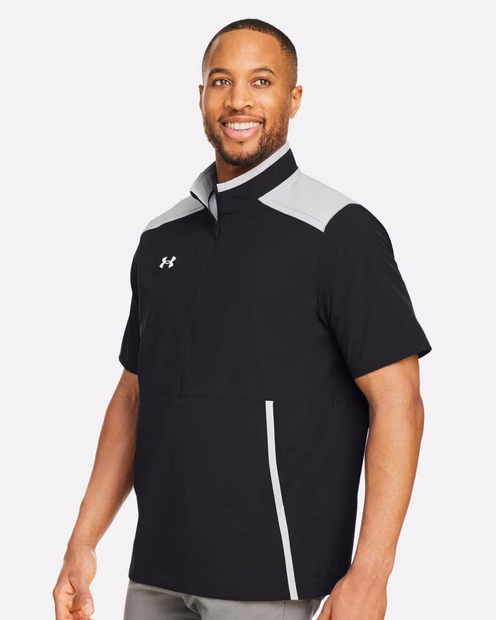 Custom Under Armour Men's Motivate 3.0 Short Sleeve Half-Zip - Black/ Mod Grey/ White side