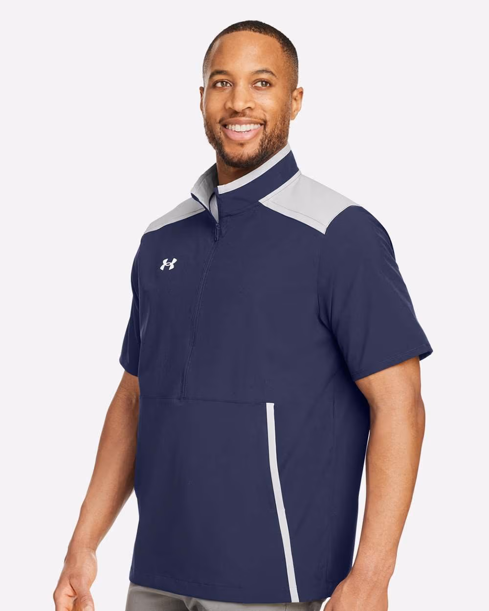 Custom Under Armour Men's Motivate 3.0 Short Sleeve Half-Zip - Midnight Navy/ White side