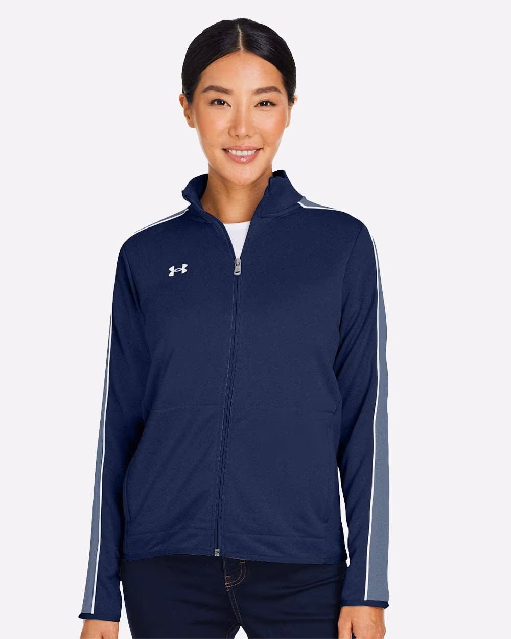 Custom Under Armour Women's Command Full-Zip 2.0 Jacket - Midnight Navy/ White front
