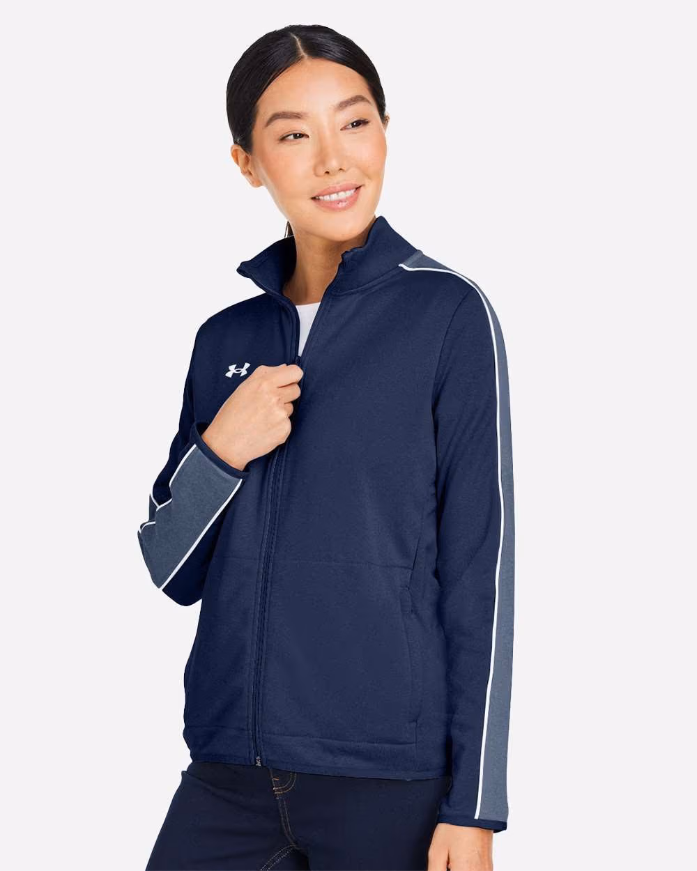 Custom Under Armour Women's Command Full-Zip 2.0 Jacket - Midnight Navy/ White side