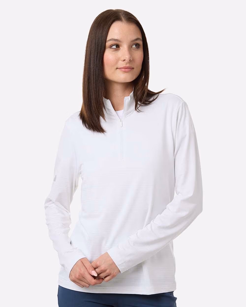 Custom Adidas Women's Textured Stripe Quarter-Zip Pullover