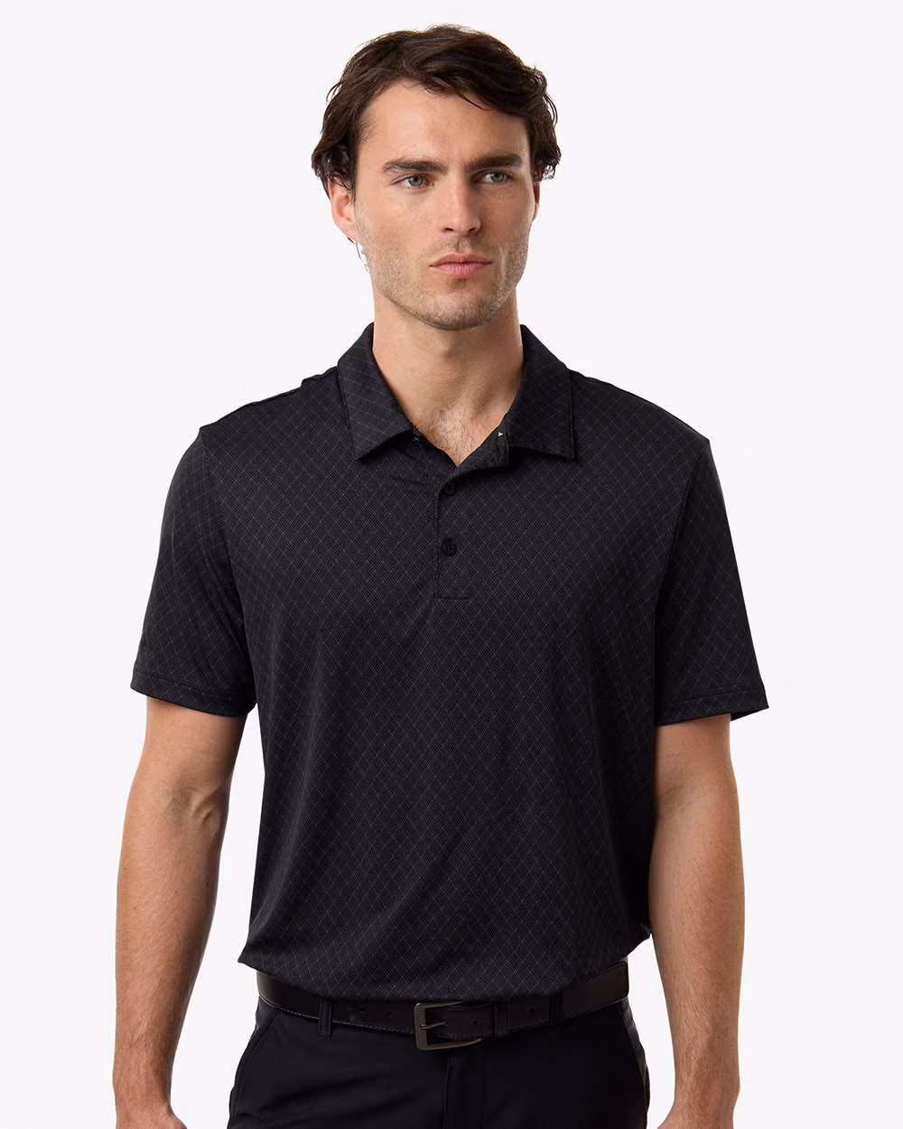 Custom Adidas Men's 4-Way Stretch Printed Polo - Carbon front