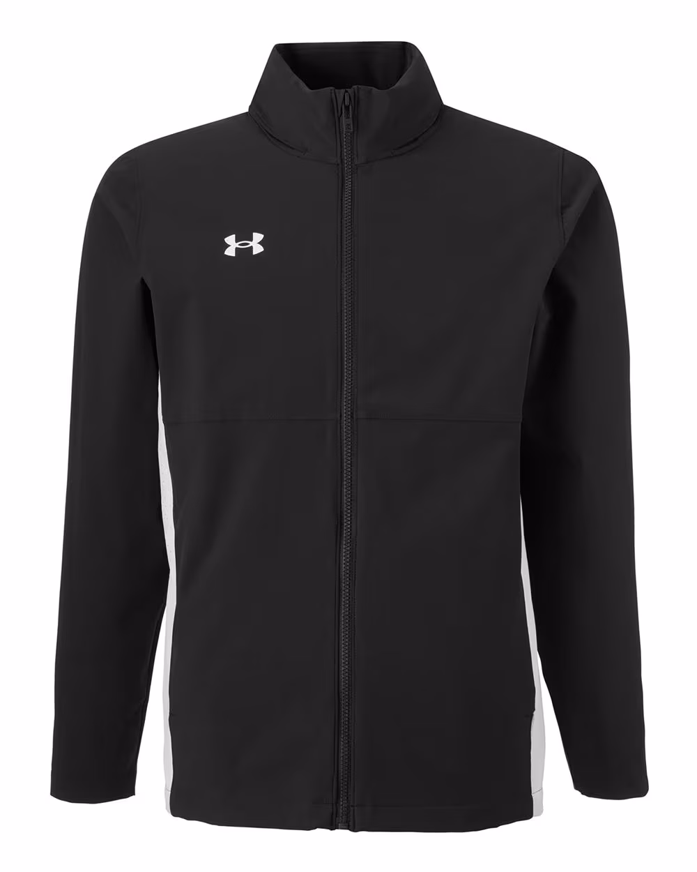 Custom Under Armour Men's Rival Stretch Jacket - Black/ White flat front