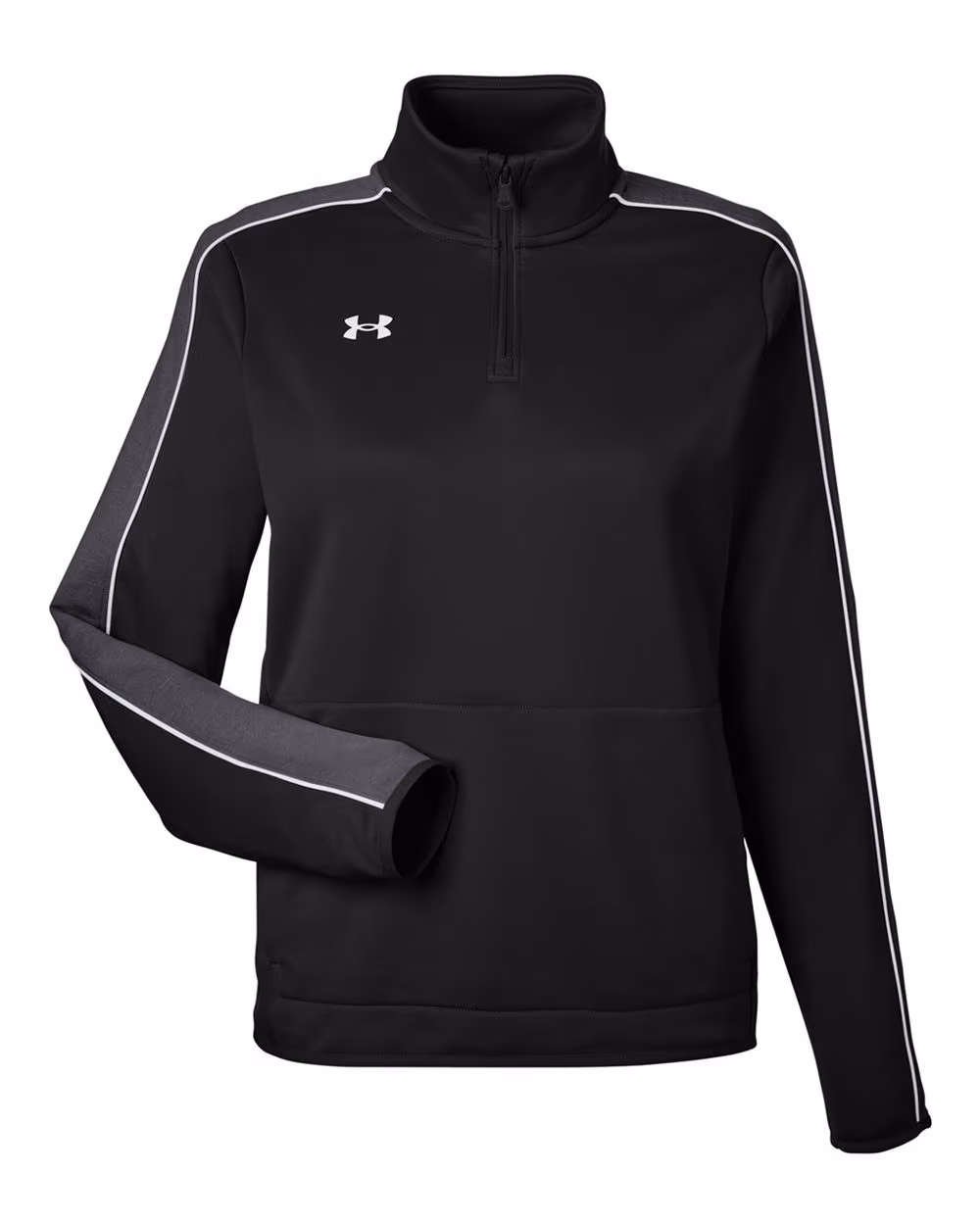 Custom Under Armour Women's Command 2.0 Quarter-Zip Pullover - Black/ White flat front