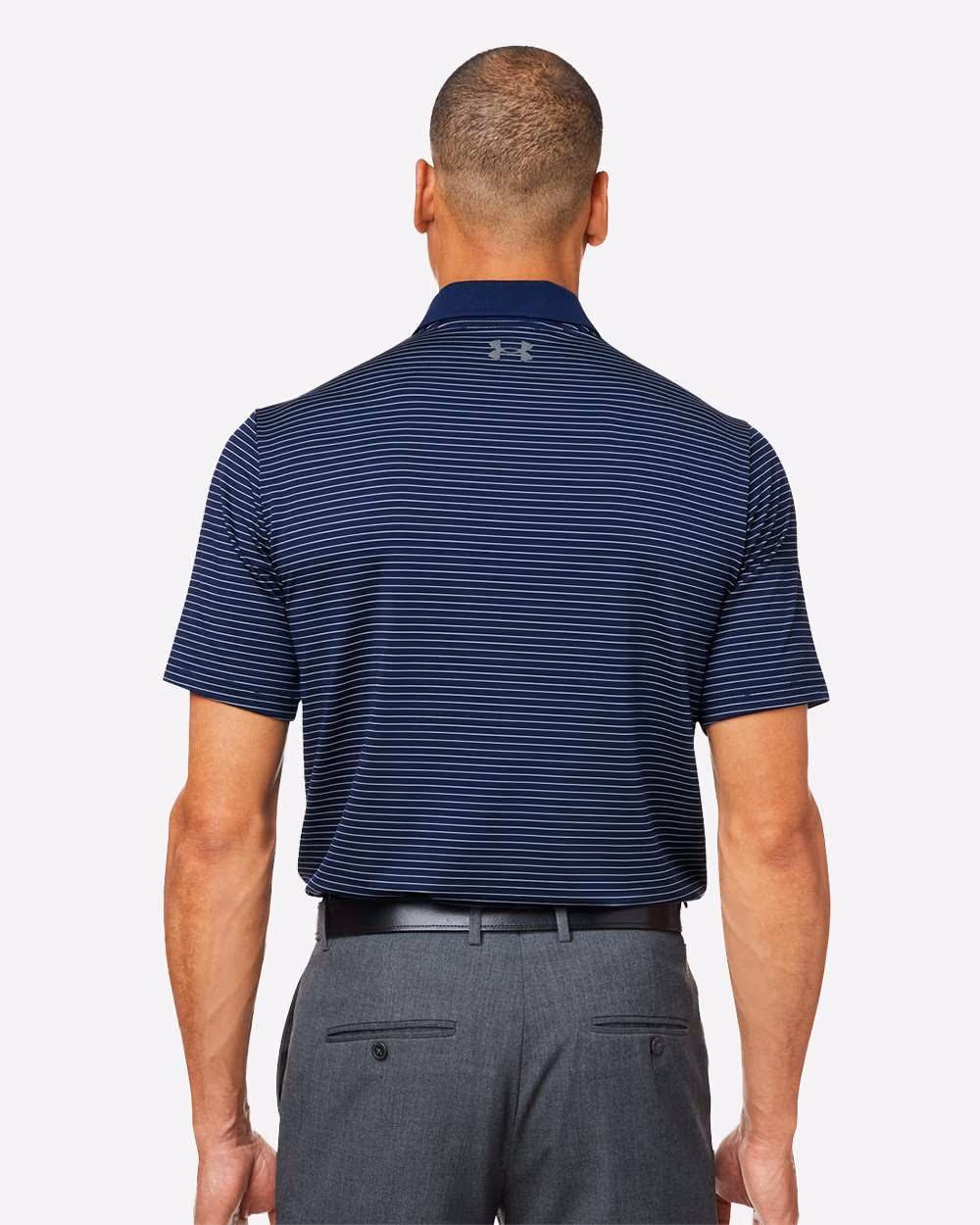 Custom Under Armour Men's 3.0 Striped Perf Polo - Midnight Navy/ White back