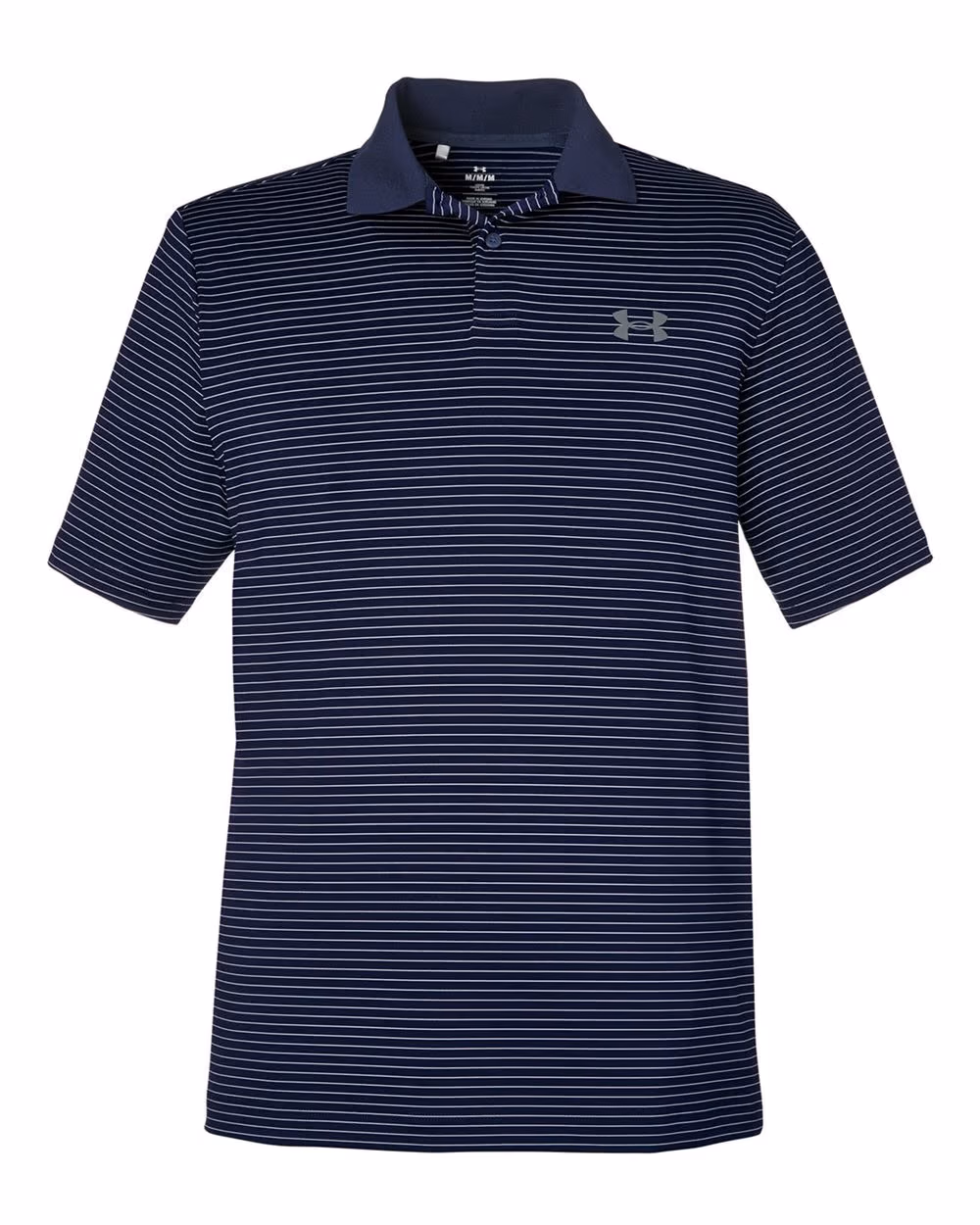 Custom Under Armour Men's 3.0 Striped Perf Polo - Midnight Navy/ White flat front