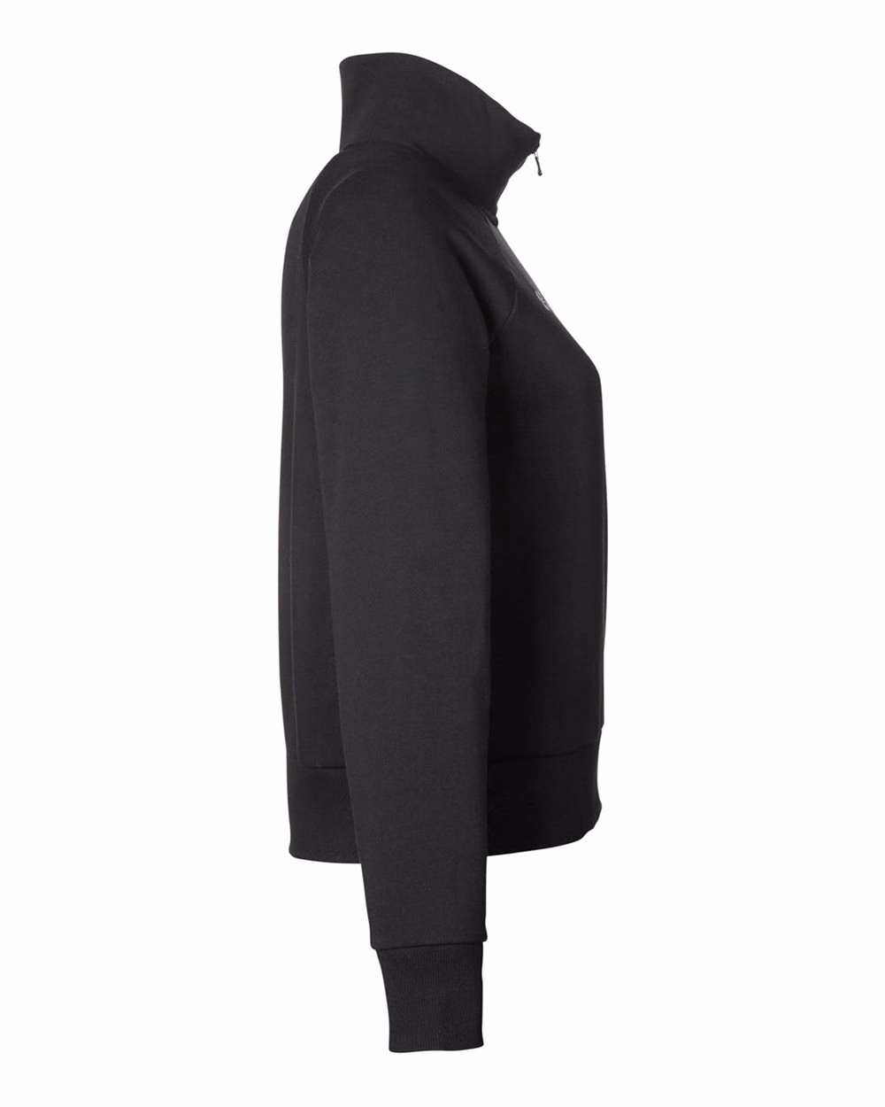 Custom Under Armour Women's Rival Fleece Half-Zip Pullover Black/ White direct side