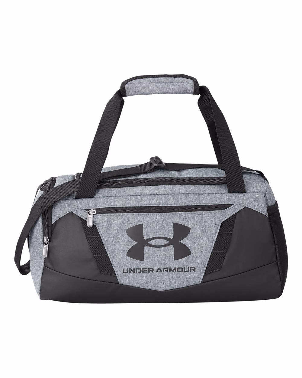 Custom Under Armour Undeniable 5.0 XS Duffel Bag Pitch Grey Medium Heather/ Black flat front