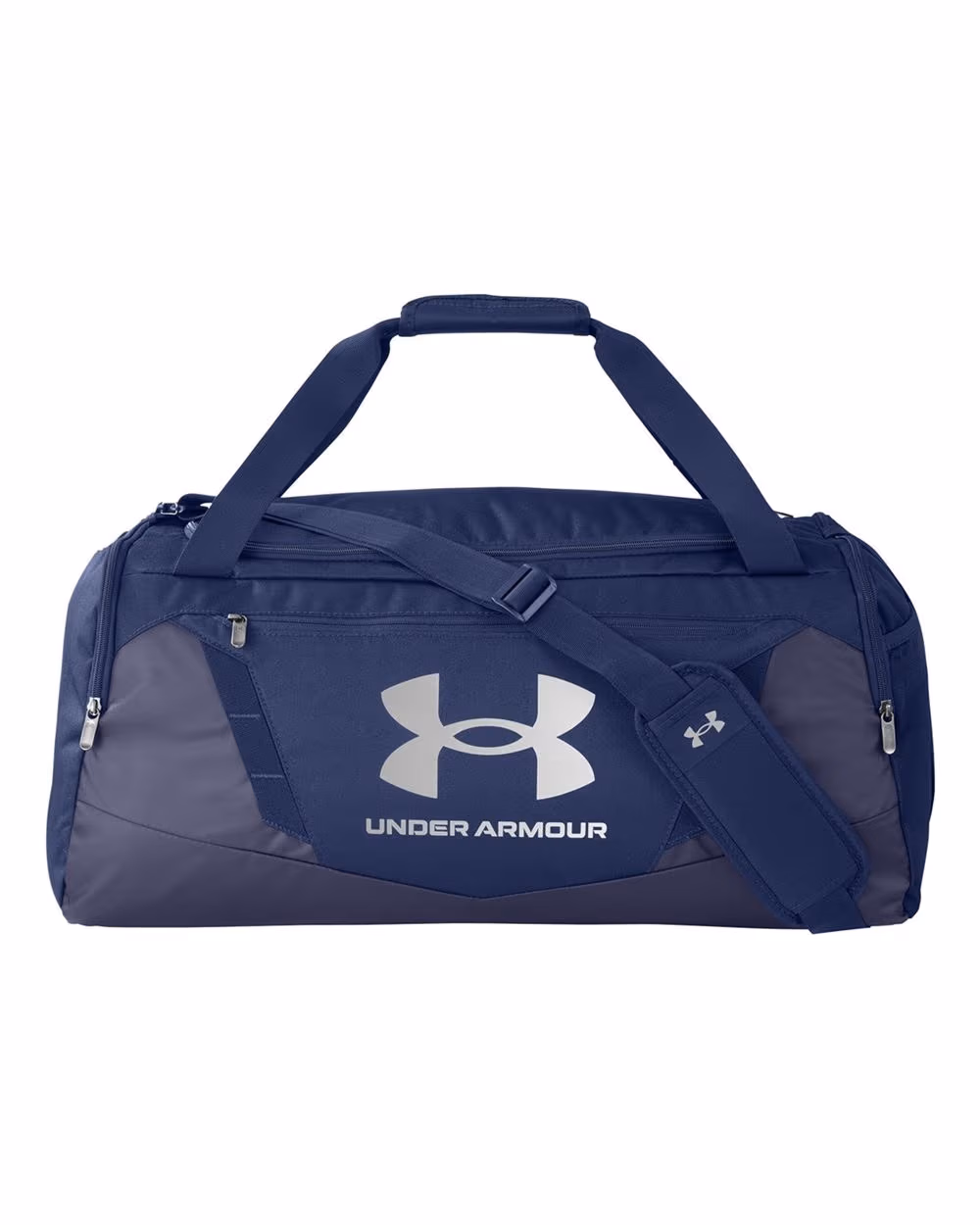 Custom Under Armour Undeniable 5.0 MD Duffel Bag - Midnight Navy/ Metallic Silver front