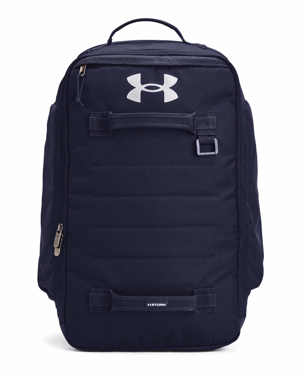 Custom Under Armour Contain Laptop Backpack 2.0 Midnight Navy/ Metallic Silver flat front