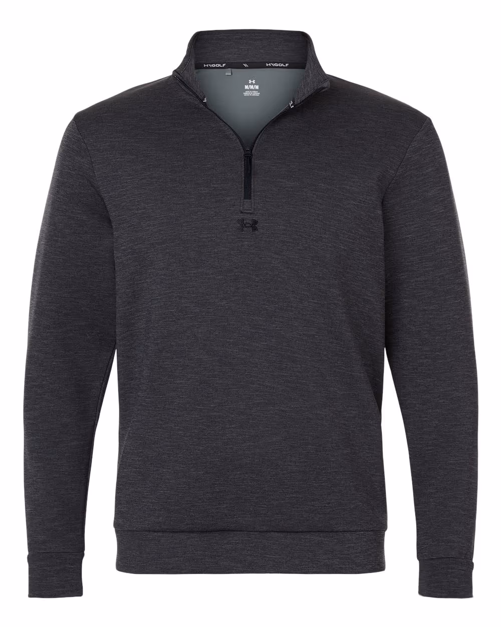 Custom Under Armour Men's Drive Midlayer Quarter-Zip Pullover - Black/ Black flat front