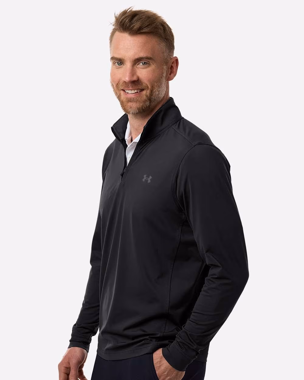 Custom Under Armour Men's Drive Quarter-Zip Pullover - Black/ Castlerock side