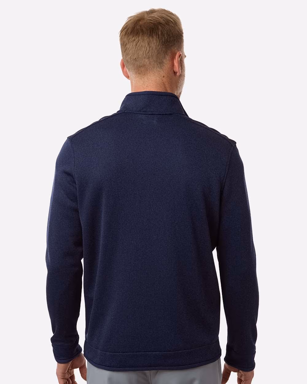 Custom Under Armour Men's Storm Sweater Fleece Quarter-Zip Pullover - Midnight Navy/ White back