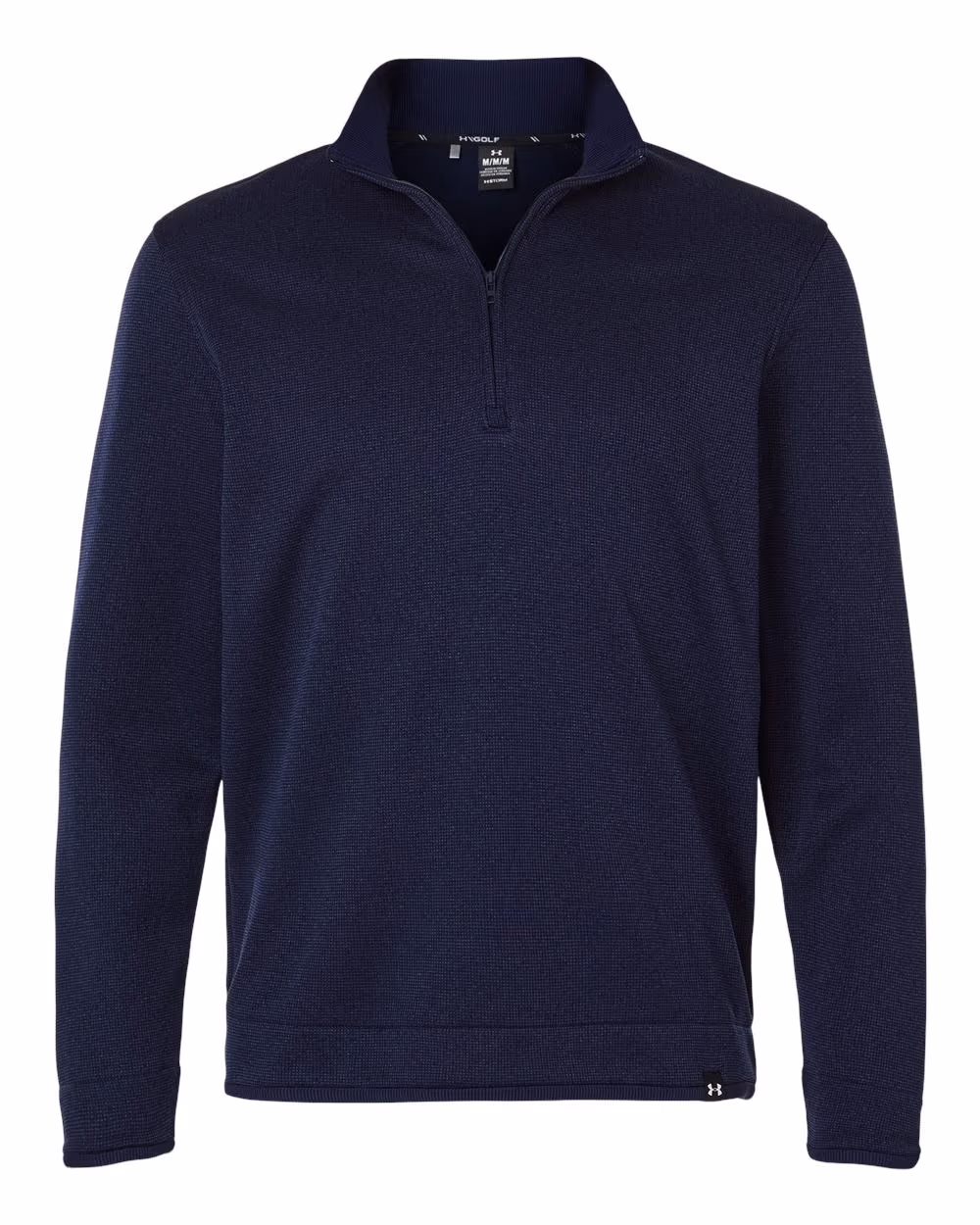 Custom Under Armour Men's Storm Sweater Fleece Quarter-Zip Pullover - Midnight Navy/ White flat front