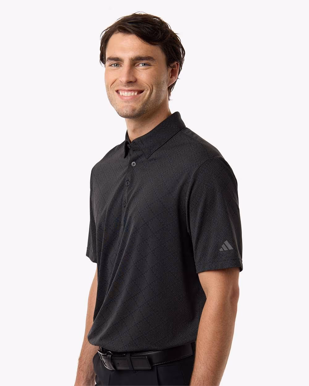 Custom Adidas Men's Ultimate365 Jacquard Polo - Carbon/ Black side