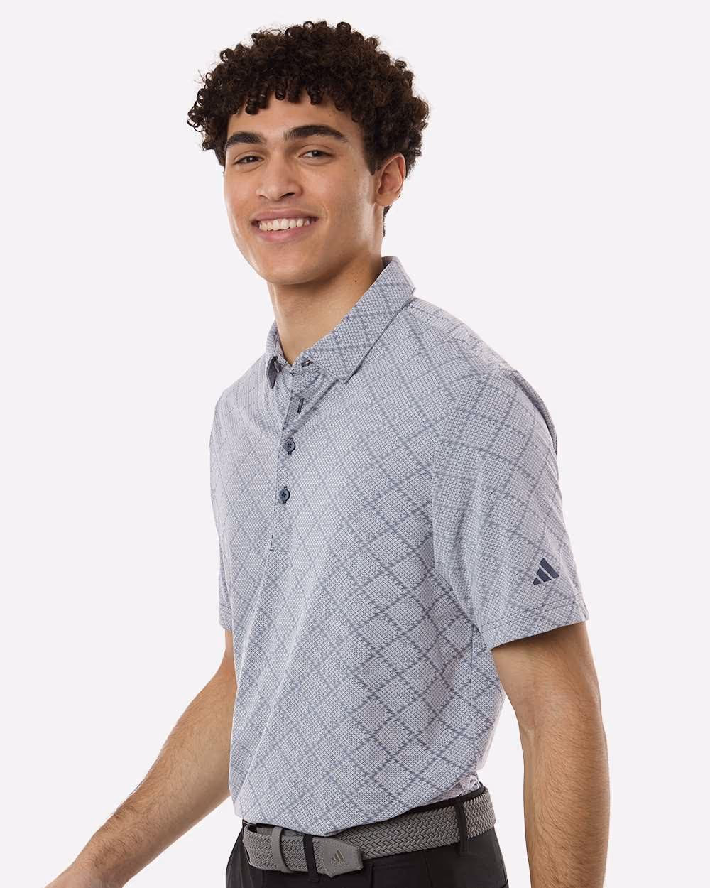 Custom Adidas Men's Ultimate365 Jacquard Polo - Collegiate Navy/ White side