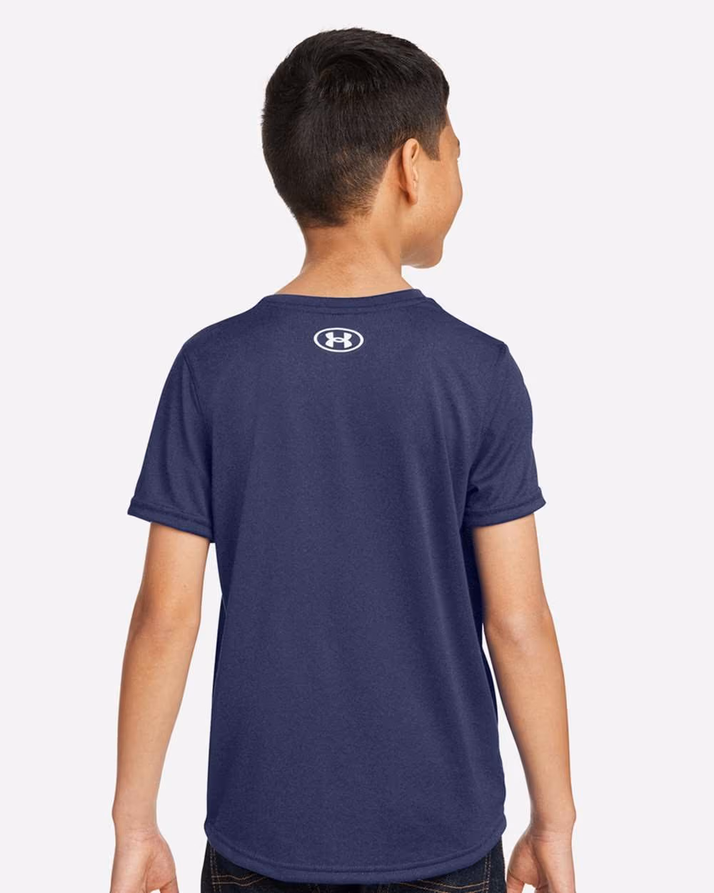 Custom Under Armour Youth Tech™ Team T-Shirt - Midnight Navy/ White back