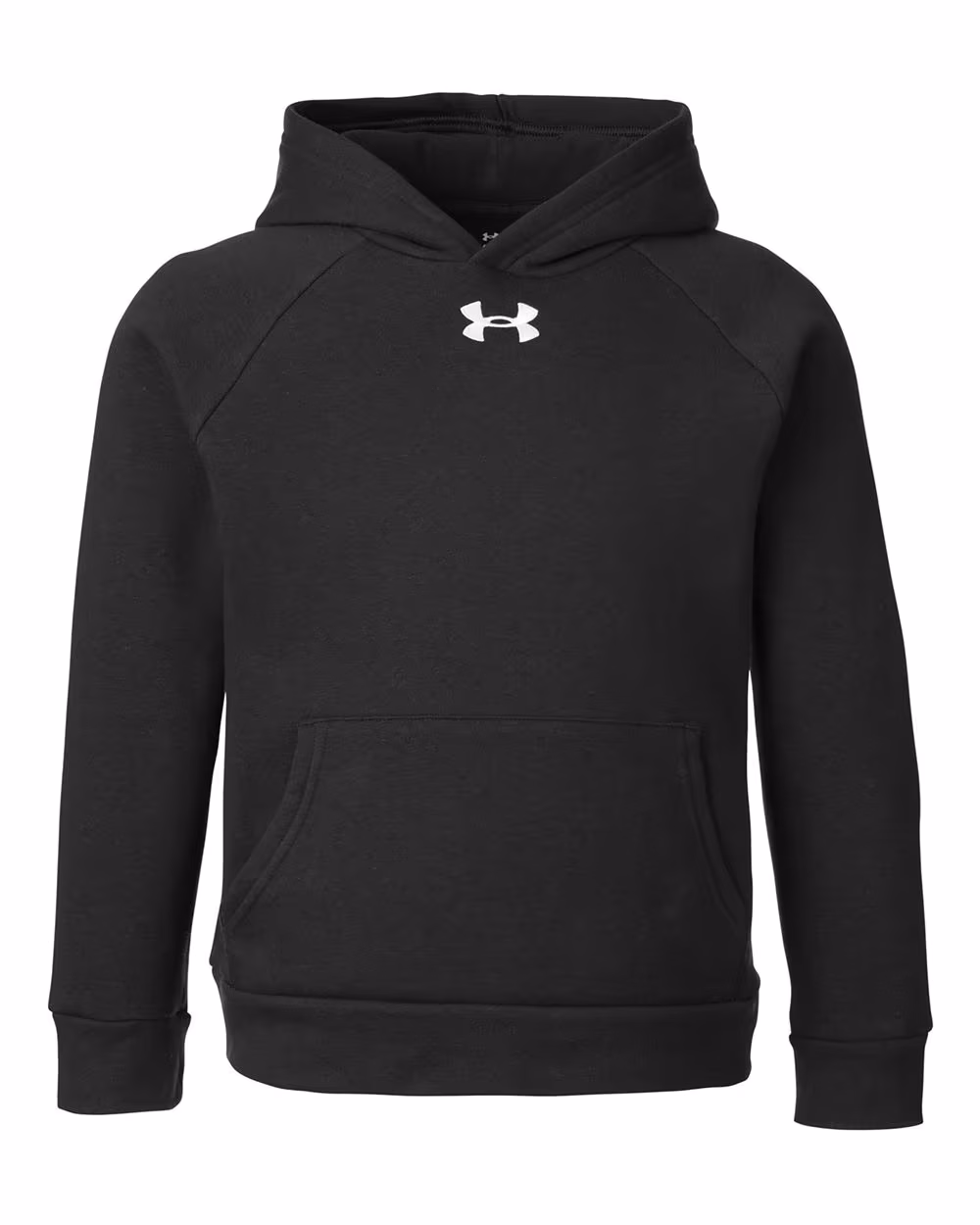 Custom Under Armour Youth Rival Fleece Hooded Sweatshirt - Black/ White flat front