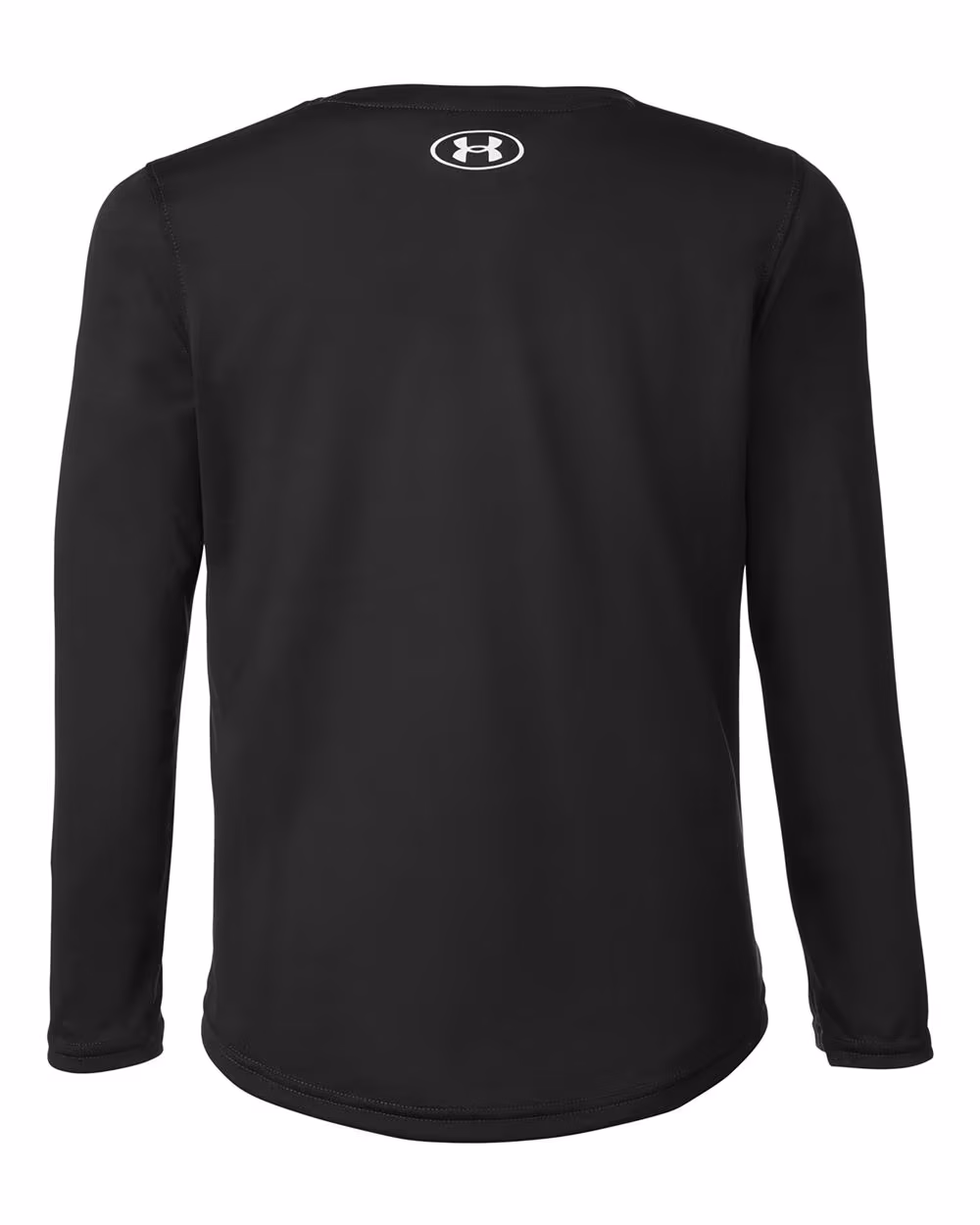 Custom Under Armour Youth Tech™ Team Long Sleeve T-Shirt - Black/ White flat back
