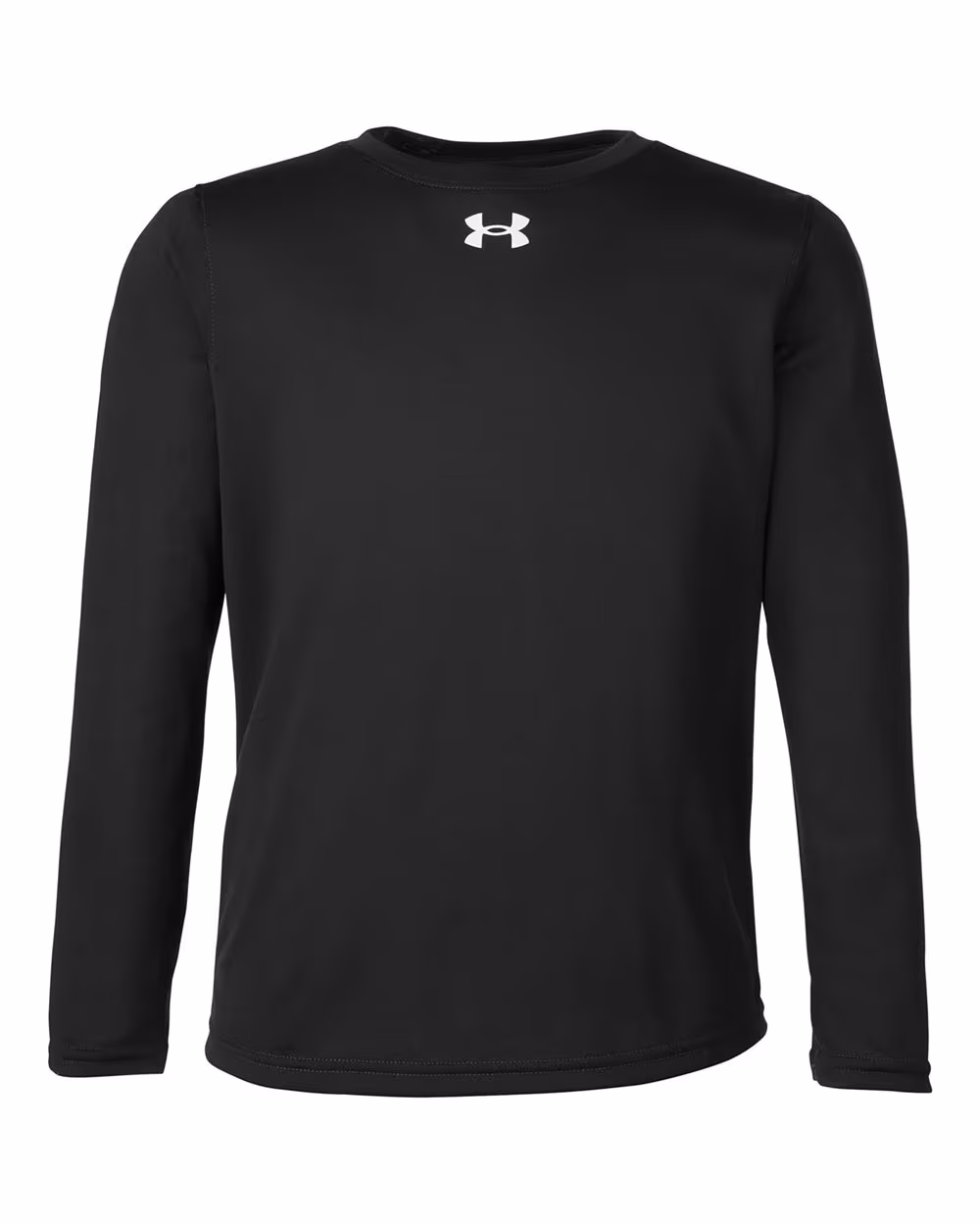 Custom Under Armour Youth Tech™ Team Long Sleeve T-Shirt - Black/ White flat front