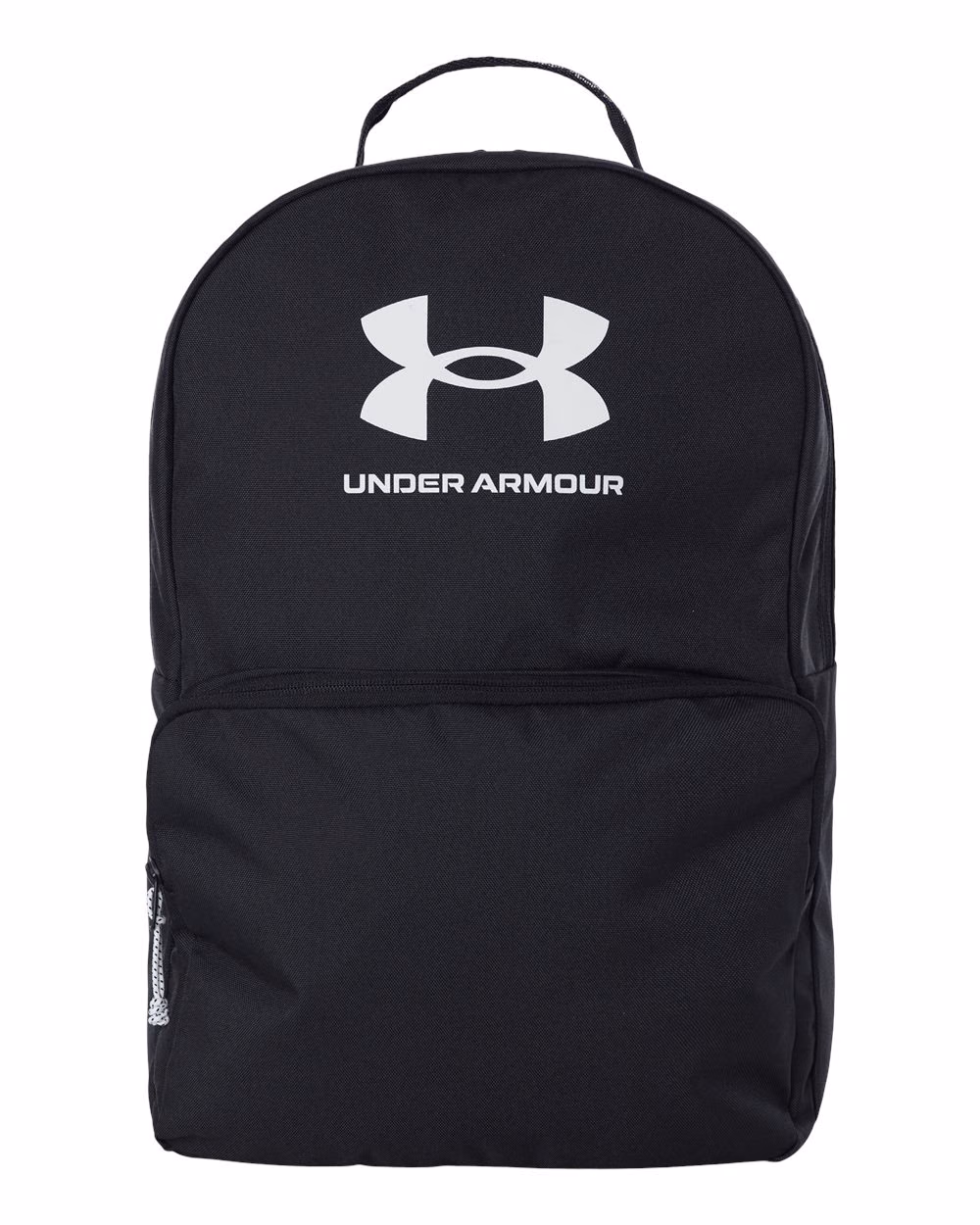 Custom Under Armour Loudon Backpack Black/ White flat front