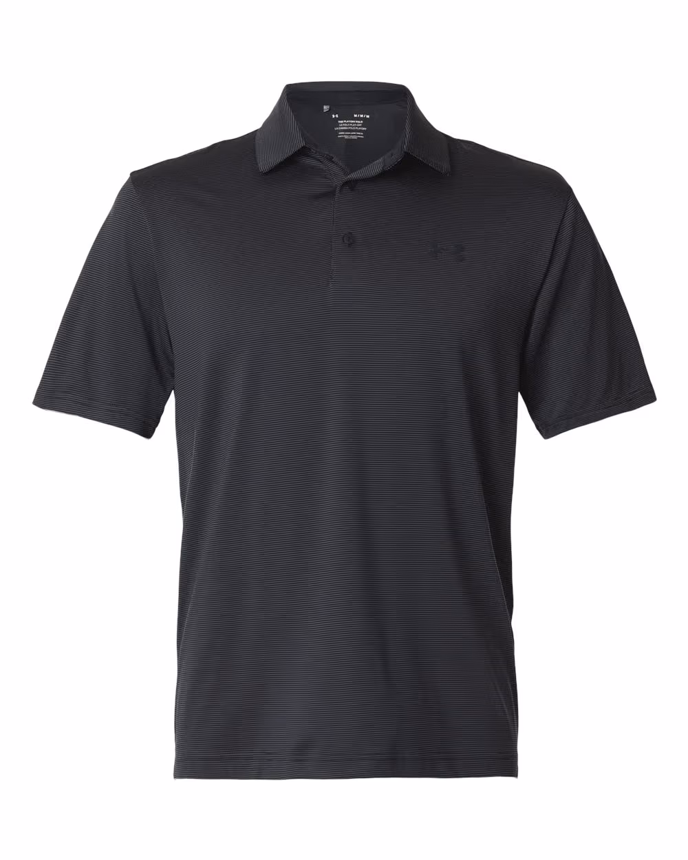Custom Under Armour Men's Playoff 3.0 Stripe Polo - Black/ Pitch Grey flat front