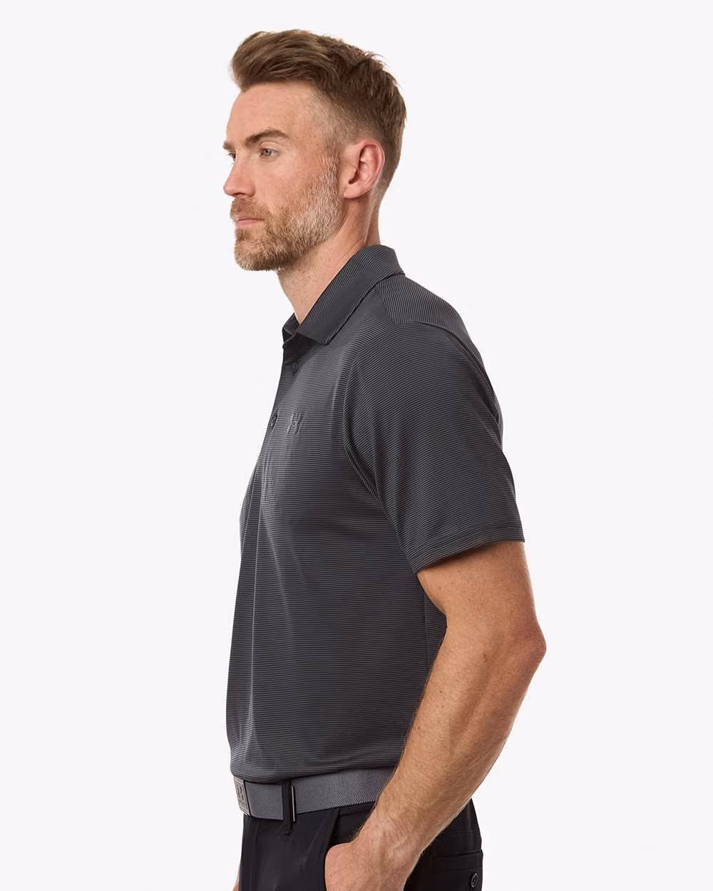 Custom Under Armour Men's Playoff 3.0 Stripe Polo - Black/ Pitch Grey side