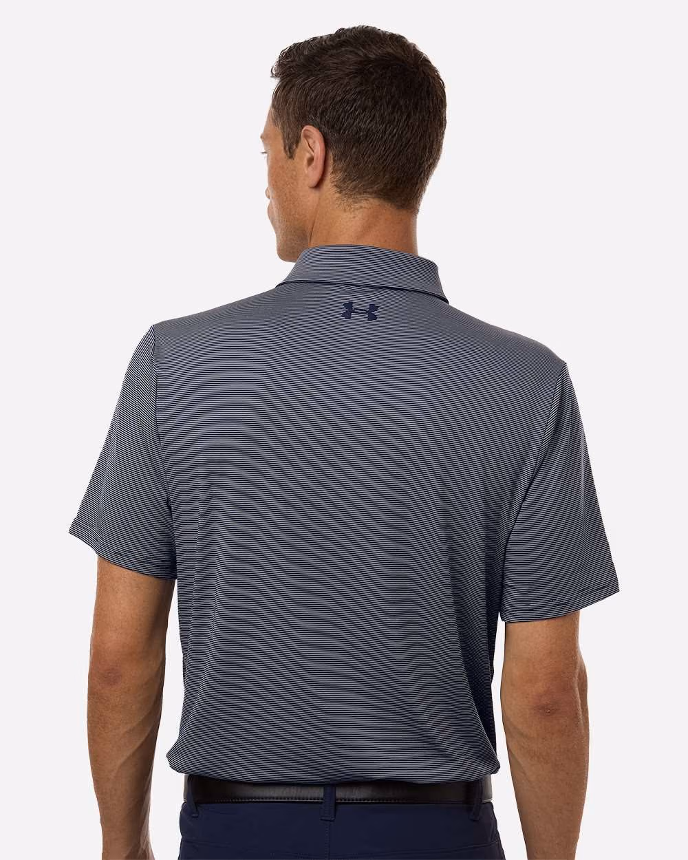 Custom Under Armour Men's Playoff 3.0 Stripe Polo - Midnight Navy/ White back