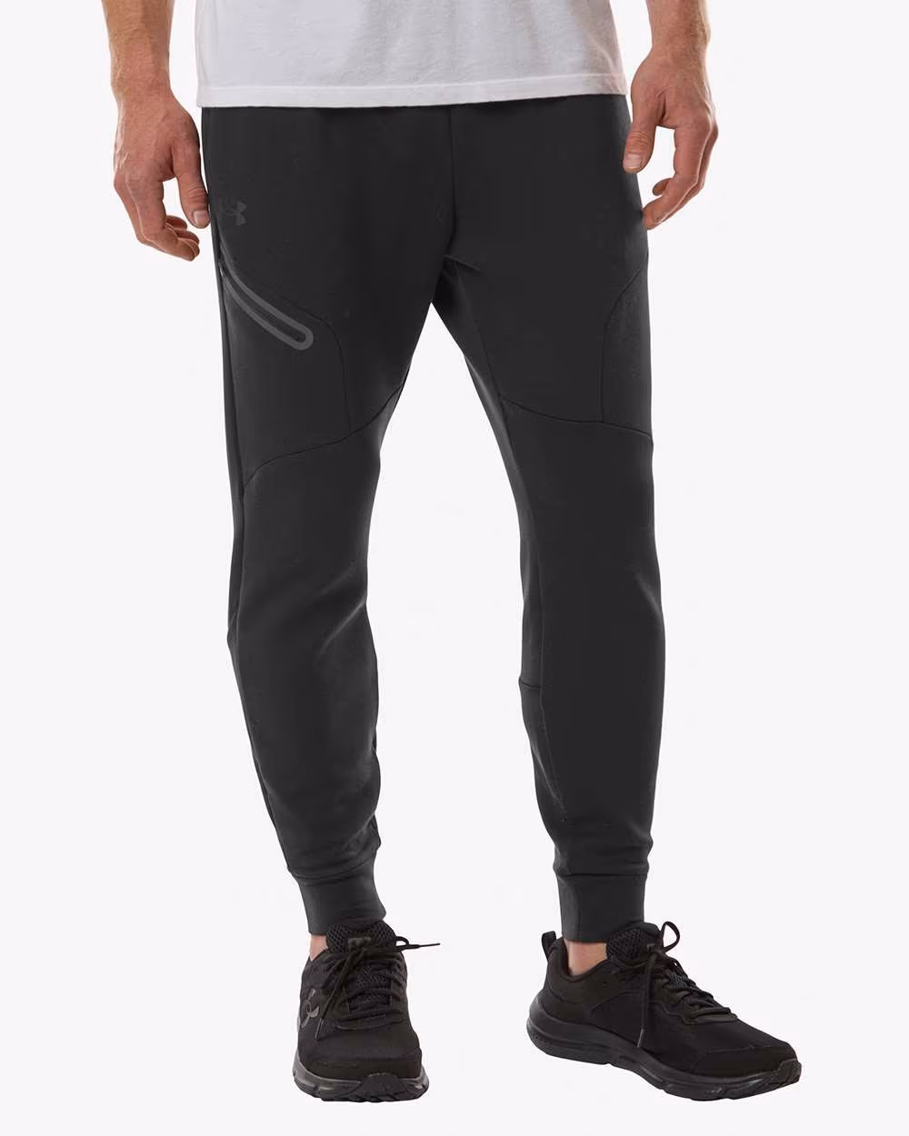Custom Under Armour Men's Unstoppable Fleece Joggers - Black/ Black front