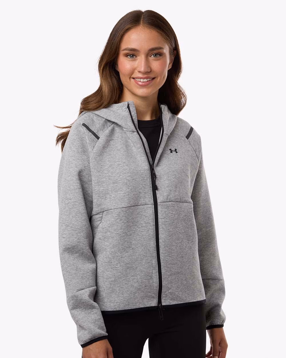 Custom Under Armour Women's Unstoppable Fleece Full-Zip Jacket - Mod Grey/ Black front