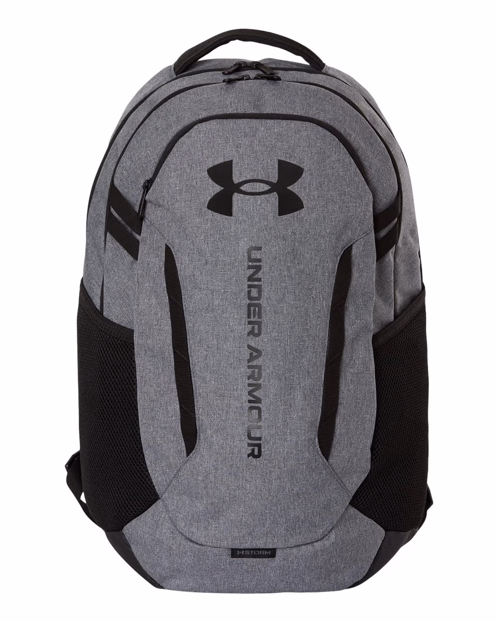 Custom Under Armour Hustle Backpack 6.0 - Castlerock Heather/ Black front