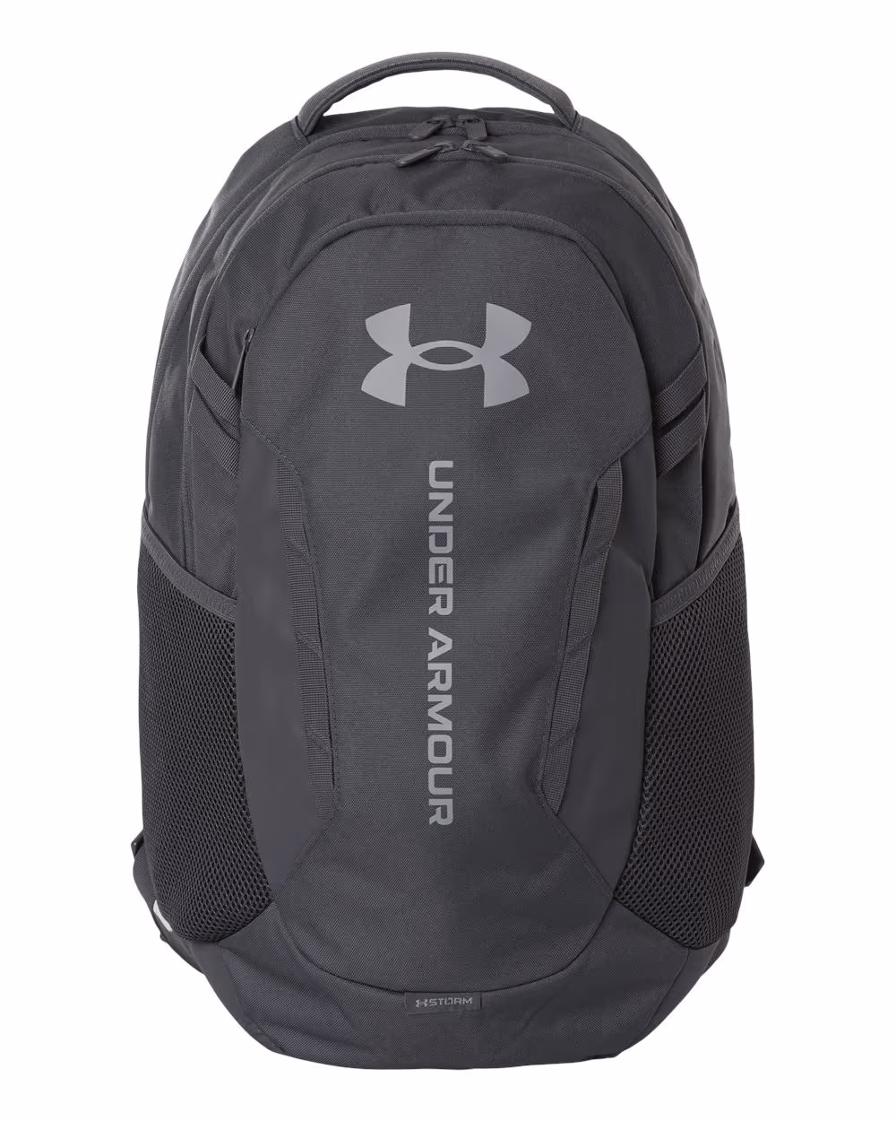 Custom Under Armour Hustle Backpack 6.0 - Castlerock/ Stealth Grey front