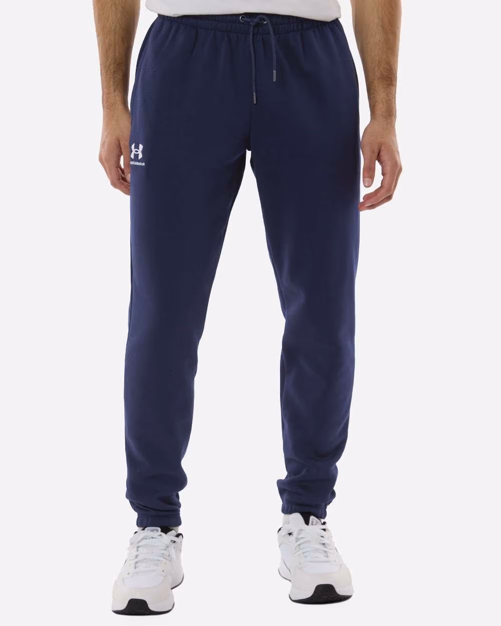 Custom Under Armour Men's Icon Fleece Joggers - Midnight Navy/ White front