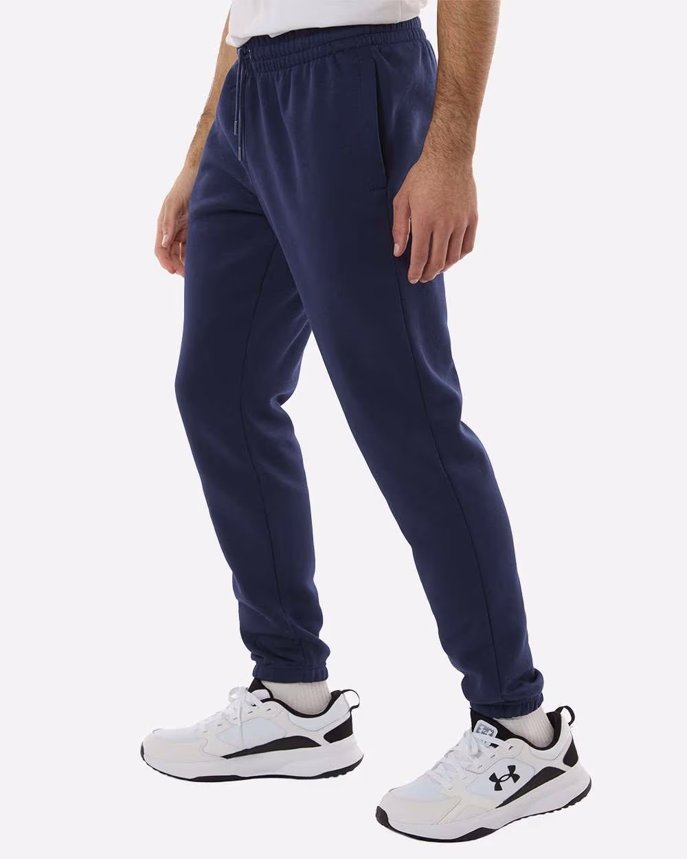Custom Under Armour Men's Icon Fleece Joggers - Midnight Navy/ White side