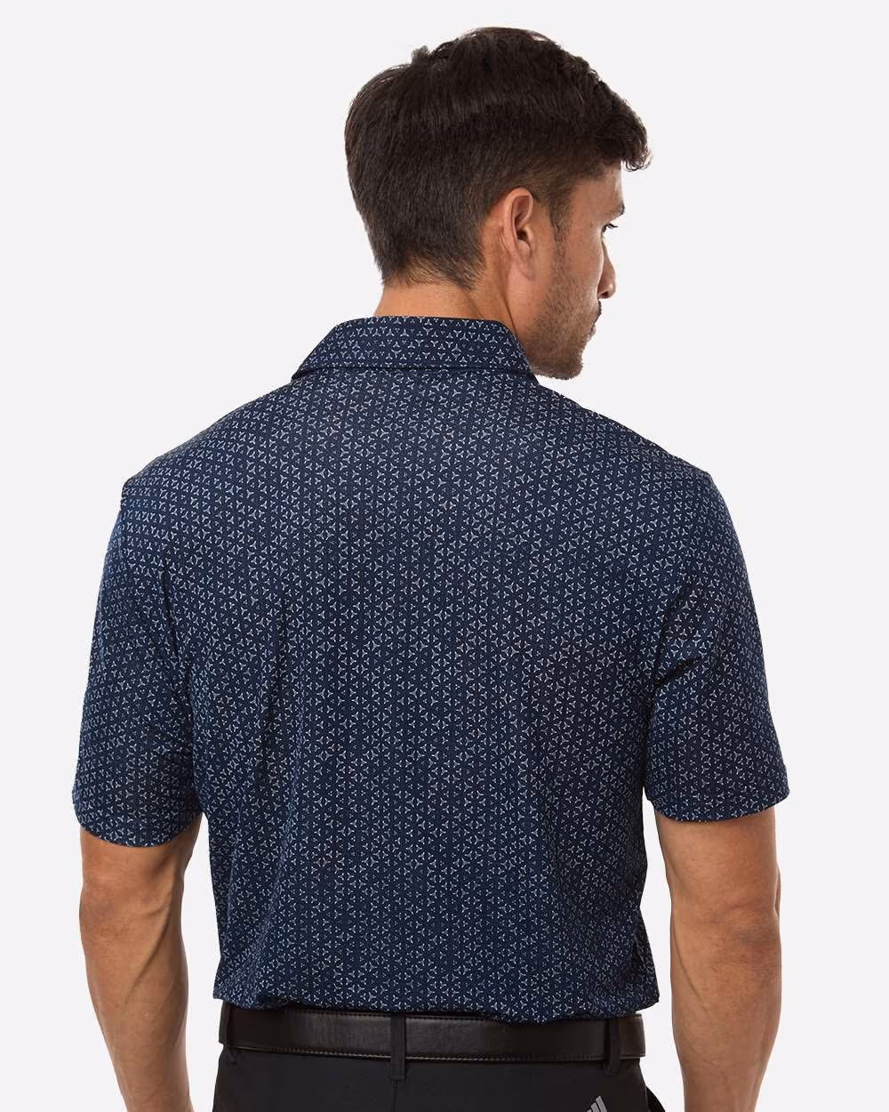 Custom Adidas Men's Ultimate365 Mesh Tango Print Climacool Polo - Collegiate Navy/ White back