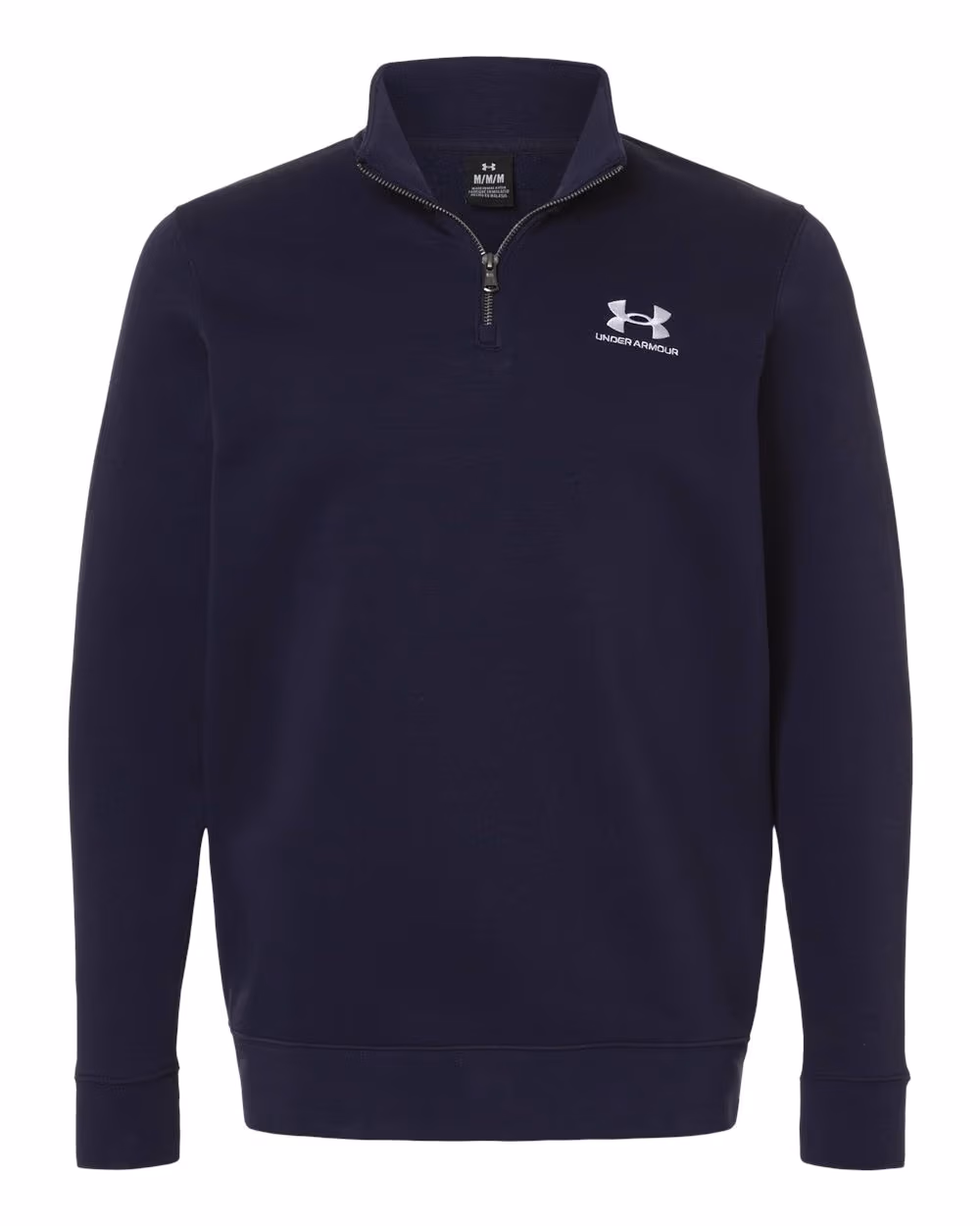 Custom Under Armour Men's Icon Fleece Quarter-Zip Pullover - Midnight Navy/ White flat front