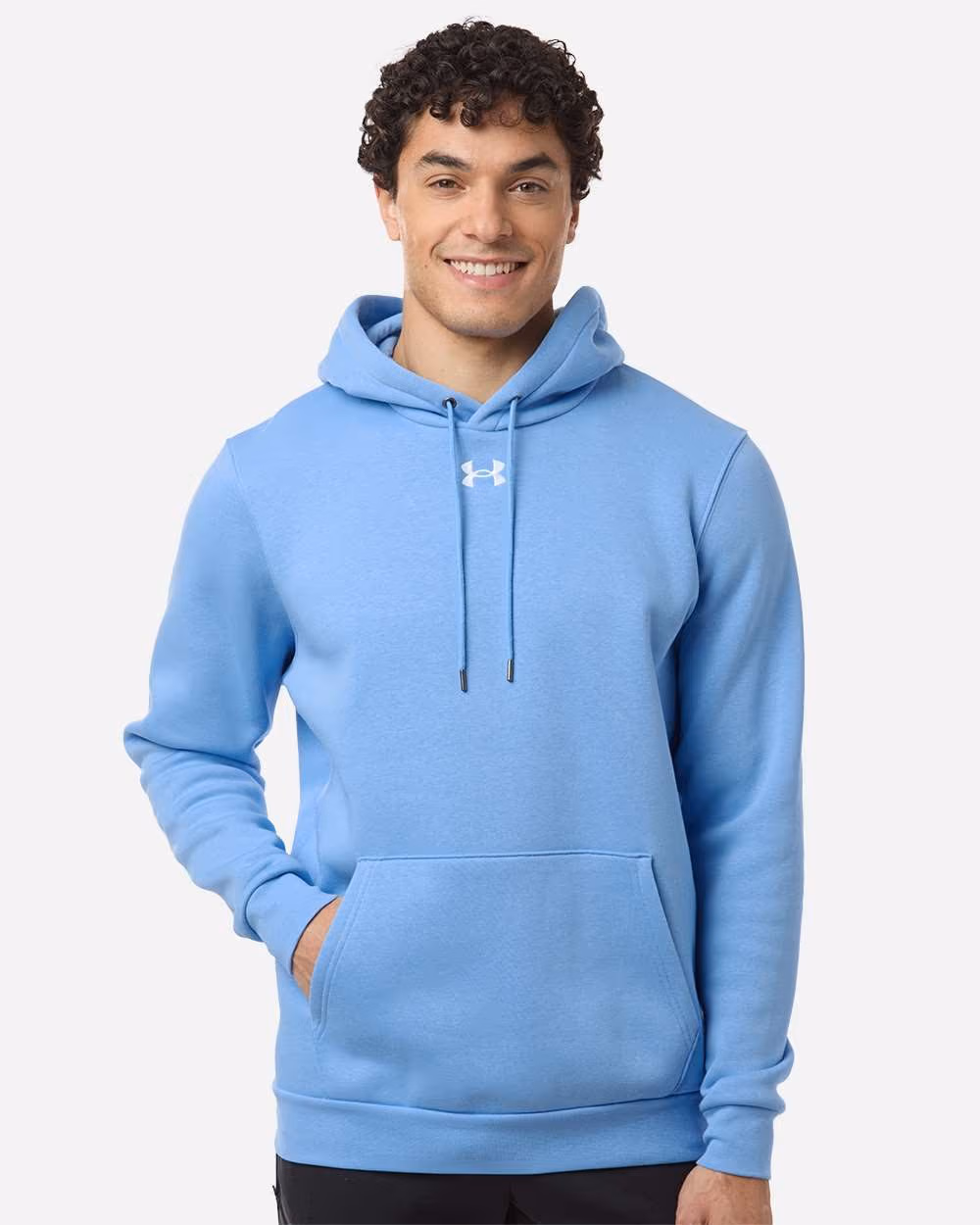 Custom Under Armour Men's Team Icon Fleece Hooded Sweatshirt - Horizon Blue/ White front