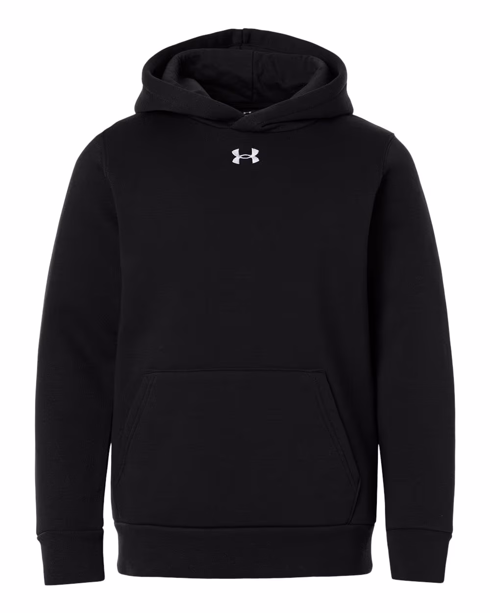 Custom Under Armour Youth Team Icon Fleece Hooded Sweatshirt - Black/ White flat front