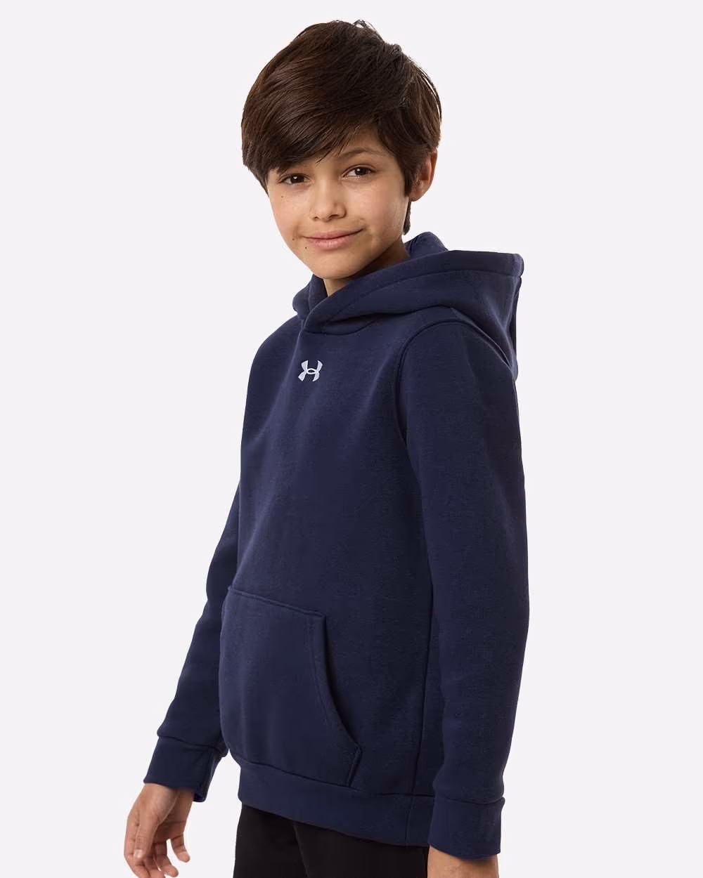 Custom Under Armour Youth Team Icon Fleece Hooded Sweatshirt - Midnight Navy/ White side